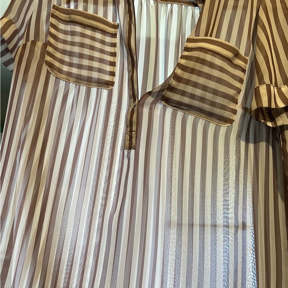 Sheer white and mauve type pink. Buttons on front - Picture 2 of 6